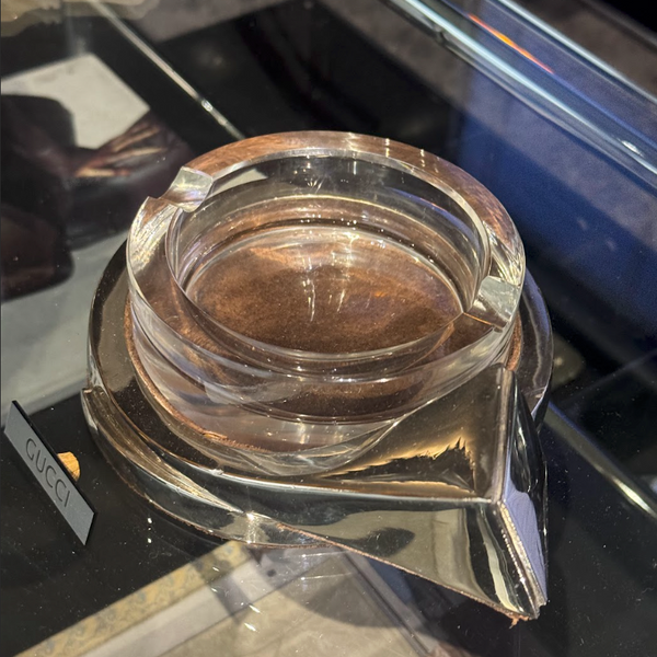 Rare Gucci Nail Head Nickel Bronze and Glass Ashtray