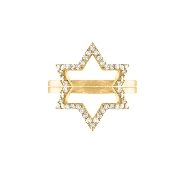 KWIT 14k Yellow Gold Diamond Star Friendship Rings Six Point