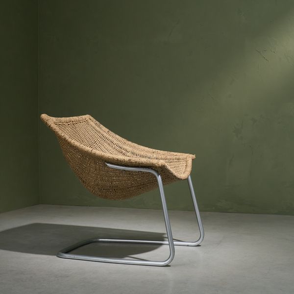 Cantilever Tubular Lounge Chair with Sisal Webbing, The Netherlands, 1950s