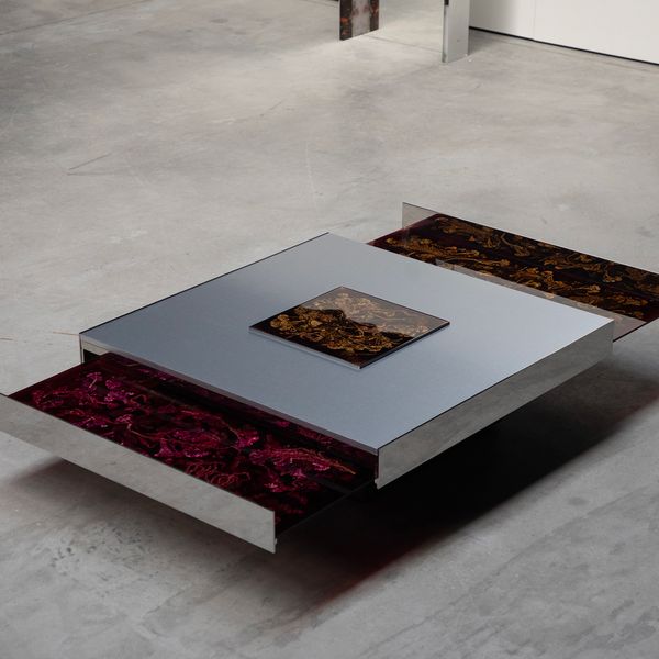 Flower Infused Glass Coffee Table 120