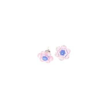Clear Pink-Blue Floral Earrings