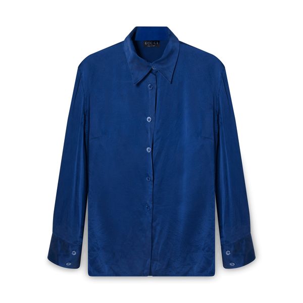 Vintage Cobalt Silk Gucci Button-Up