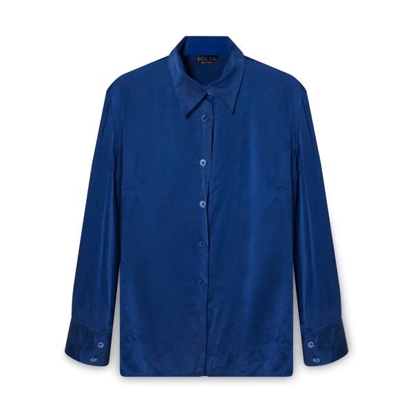 Vintage Cobalt Silk Gucci Button-Up