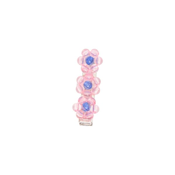 Clear Pink-Blue Floral Barrette