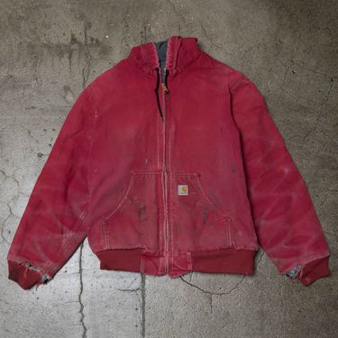 Vintage Carhartt Red Distressed Hooded Jacket