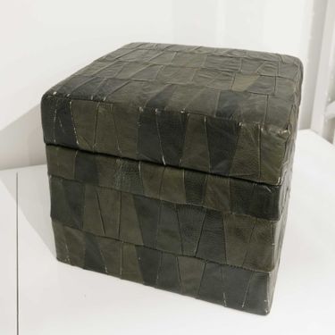 Army Green Patchwork Square Ottoman by De Sede, 1970s