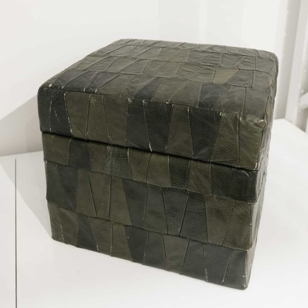 Army Green Patchwork Square Ottoman by De Sede, 1970s