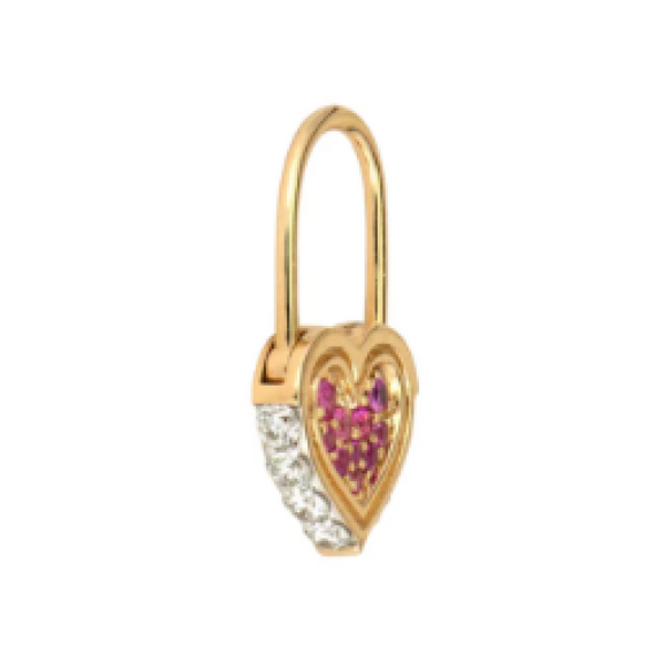 THREE STORIES JEWELRY The Unlock Love Heart Lock Hoop Earring