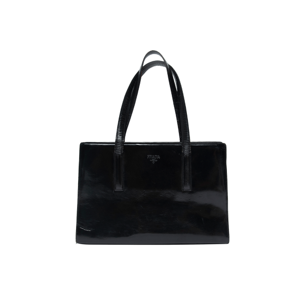 Prada Re-Edition 1995 Black Patent Leather Tote