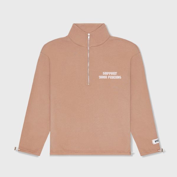 Support Your Friends Brown QTZIP Sweater