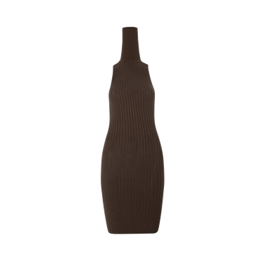 giu giu Brown Knit Turtleneck Mini Dress