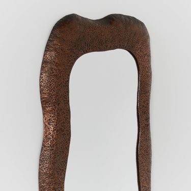 Brutalist Hammered Copper Mirror by Angelo Bragalini