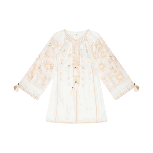 Tassel Embroidery Dress - Beige/White