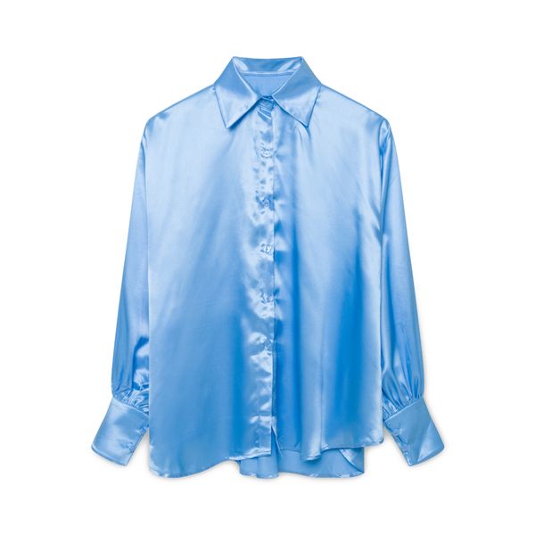 Daphale Studios x Cozy World Blue Satin Shirt