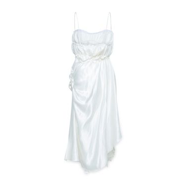 White Silk Elastic Dress