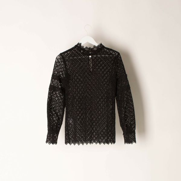 IRO Amia Black Crochet Lace Top