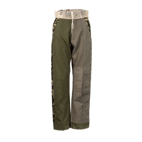 Reconstructed Military Tarp & Louis Vuitton Murakami Scarf Pants by JC Choe