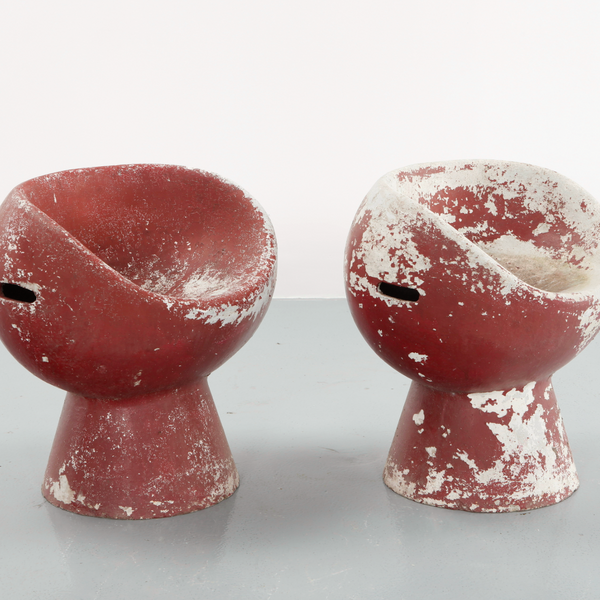 WILLY GUHL RED POD CHAIRS, 1960s
