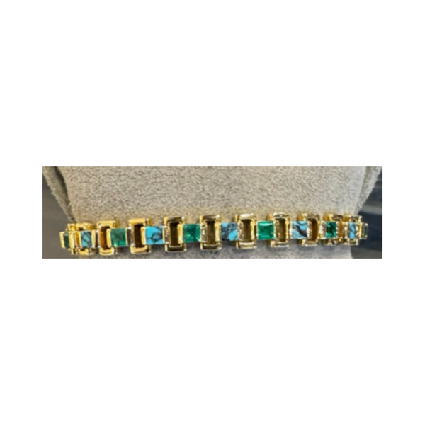 Emily P. Wheeler Turquoise and Emerald Hinge Bracelet