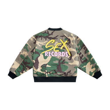 Chrome Hearts Sex Records Green Camouflage Bomber Jacket