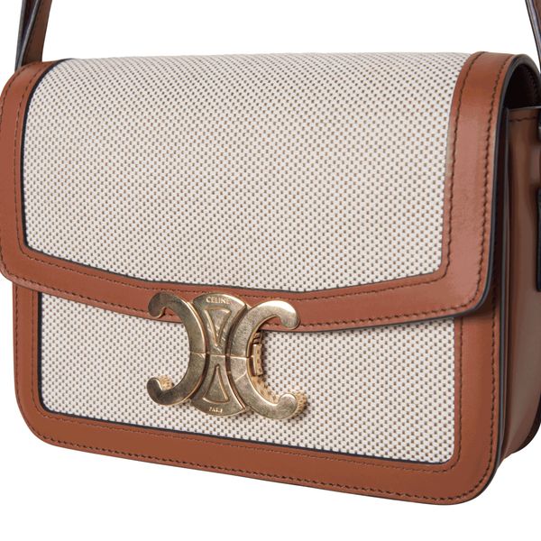 Celine Triomphe Canvas and Leather Shoulder Bag