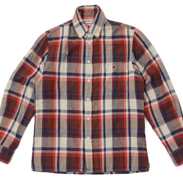 BAPE Plaid Button-Up Shirt red light_brown