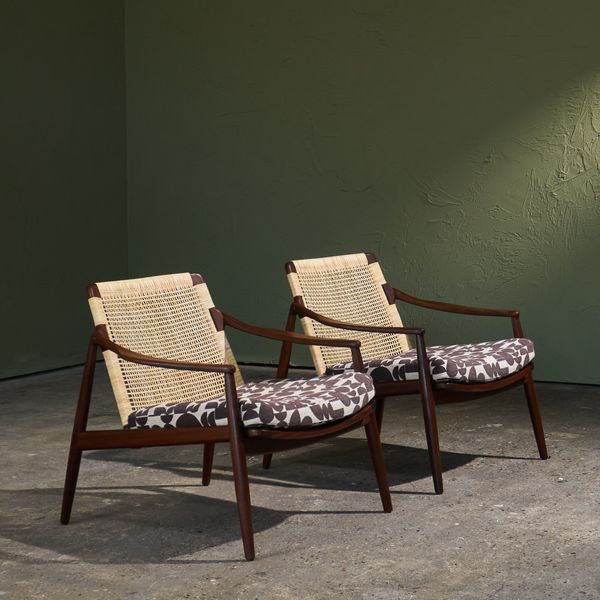 Reupholstered Pair of Lounge Chairs by Hartmut Lohmeyer for Wilkhahn, Germany, 1950s