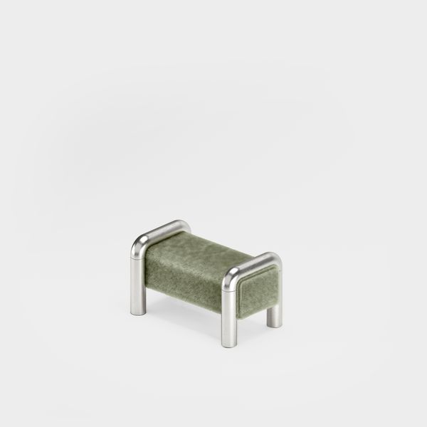 Prowling Fur Ottoman with Metal Legs