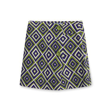Vintage Prada Diamond Pattern Wrap Skirt - Purple/Green