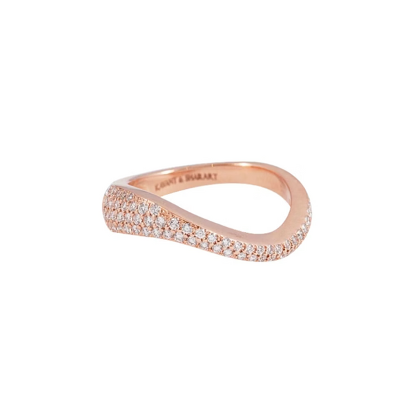 Kavant & Sharart 18k Rose Gold Diamond Pave Wave Ring