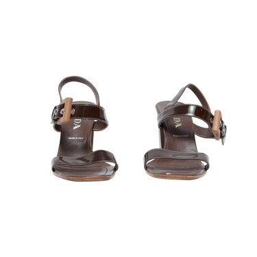 Prada Brown Patent Leather Sandals