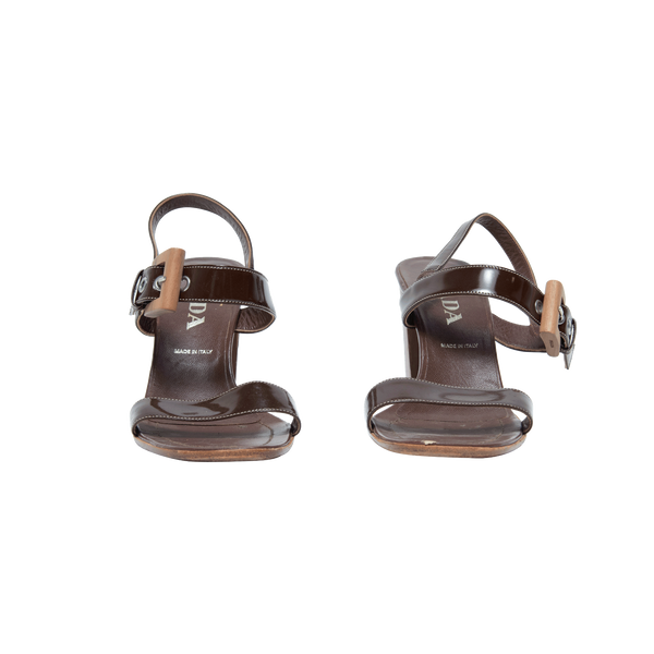 Prada Brown Patent Leather Sandals