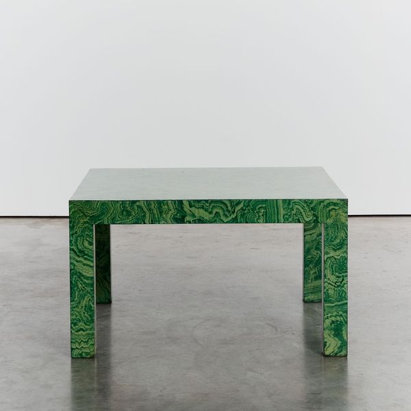 Vivid Green Veneer Coffee Table with Parquet Detail