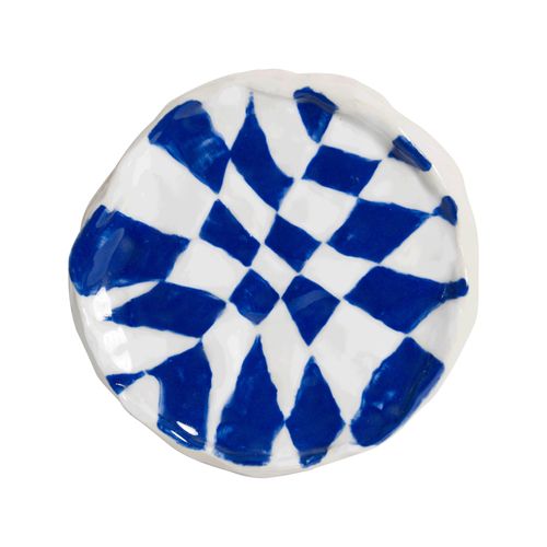 Psyche Blue Checkerboard Dish