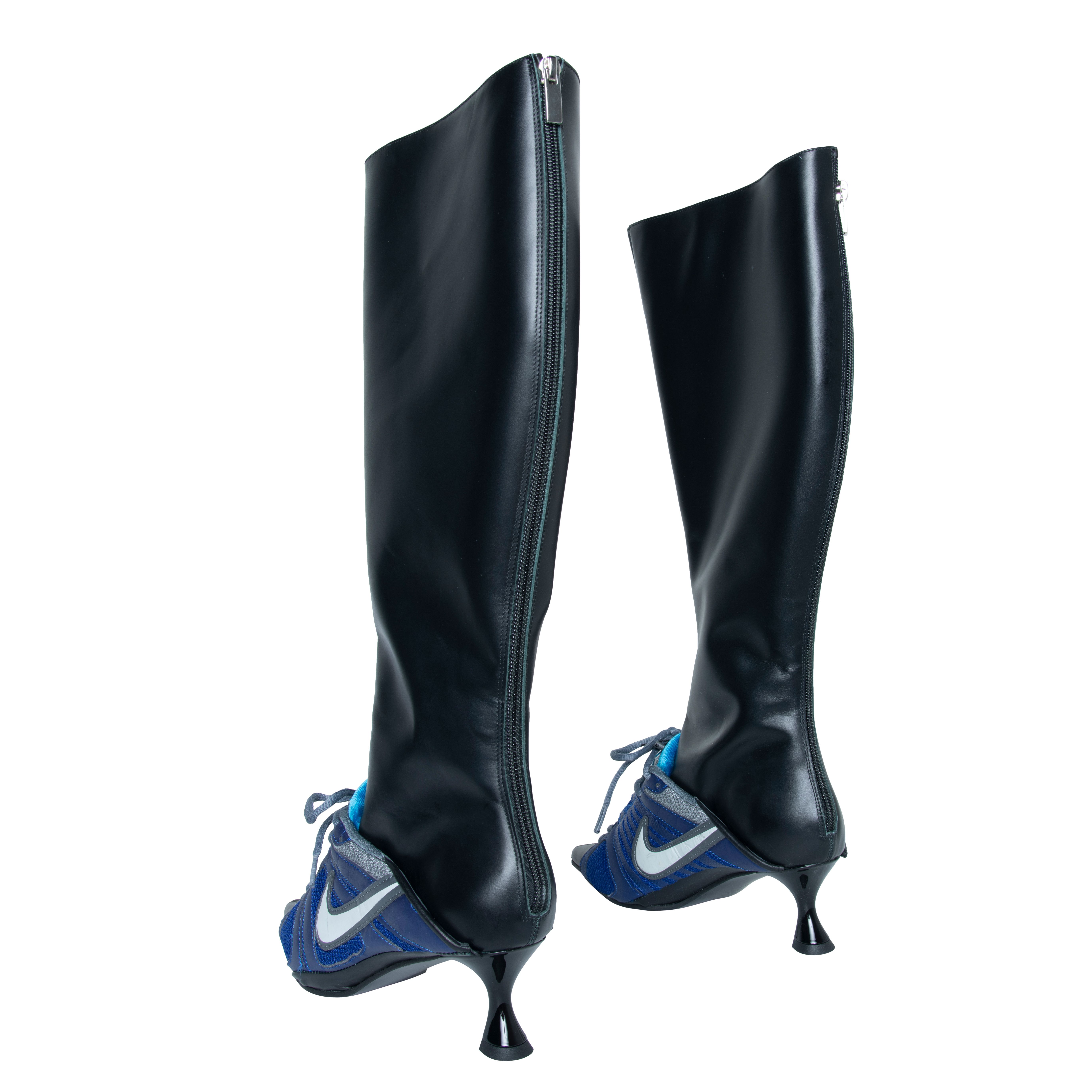 Ancuta Sarca Blue X Nike Pointed Toe Knee High Boots by Emma Marciano Basic.Space