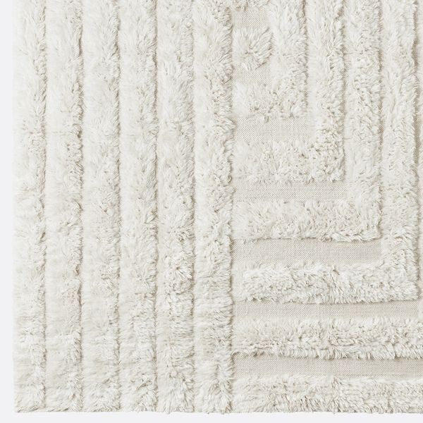 Shaggy Labyrinth White Rug