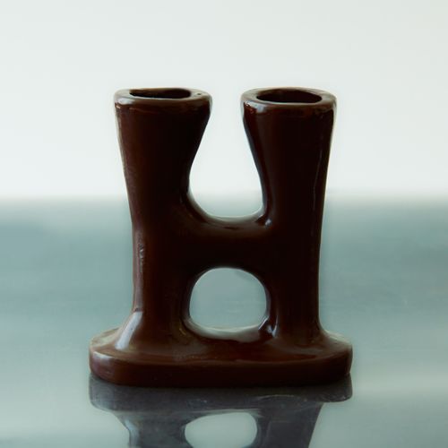 Double Stem Candle Holder in Brown