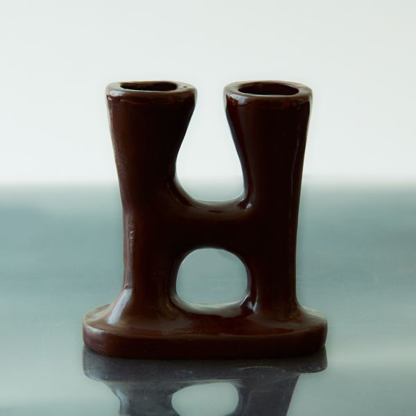 Brown Double Stem Candle Holder