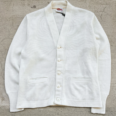 1960s Cream Knit Button Up Sweater Cardigan