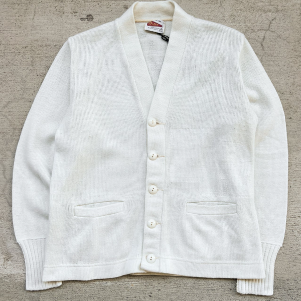 1960s Cream Knit Button Up Sweater Cardigan