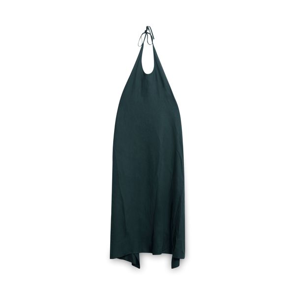 Baserange Silk Apron Dress - Dark Green