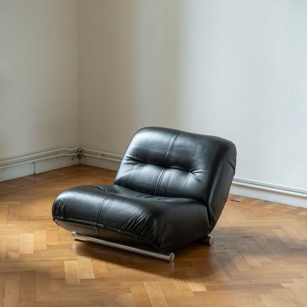 Giuseppe Munari, 70s sectional sofa Elements for Poltrona Munari in black leather