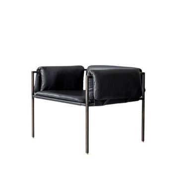 Flow Chair - Black Leather and Steel - ATRA