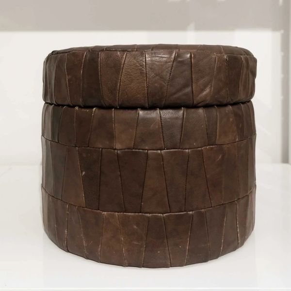 Brown Patchwork Circle Ottoman by De Sede, 1970s