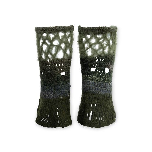 Short Distressed Leg Warmers in Swamp Green