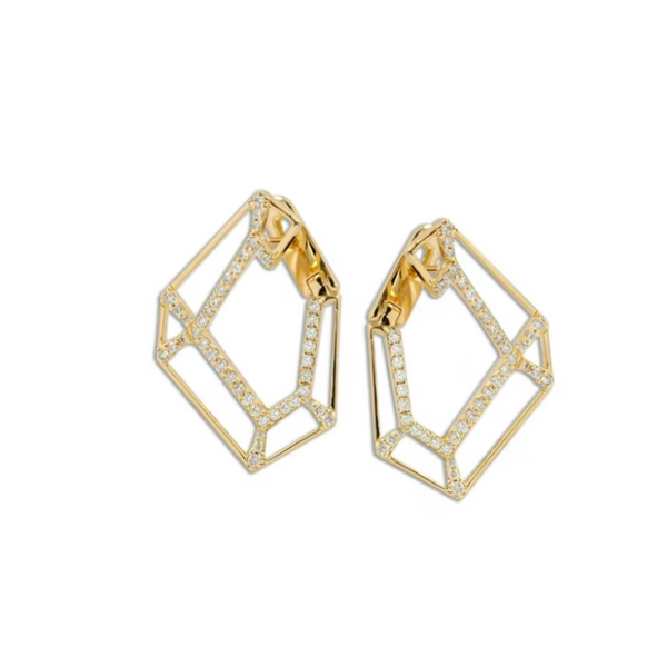 Kavant & Sharart 18k Yellow Gold Origami Link no. 5 Skeleton Diamond Earrings