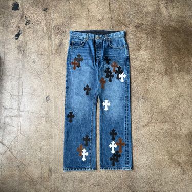 Chrome Hearts Blue Denim with Black/Brown/White Leather Crosses