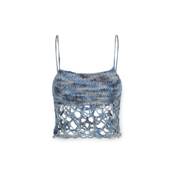 Distressed Top in Pseudo Denim