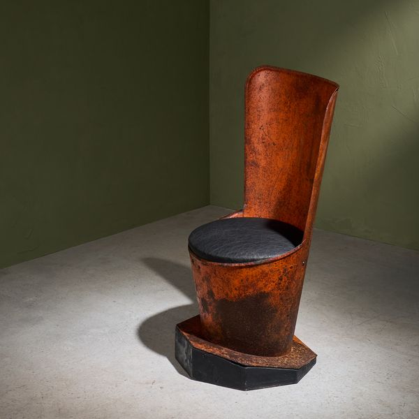 Postmodern Unique Steel Side Chair, Italy 1970s