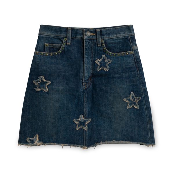 Saint Laurent Hedi Slimane Iconic Star Denim Miniskirt
